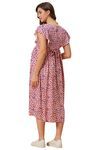 Inner Sense Organic Cotton Bamboo Nursing Dress - Pink Flowerburst — thumbnail 5